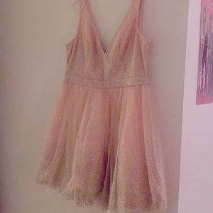 LuLus Pink Glitter Ballerina Dress